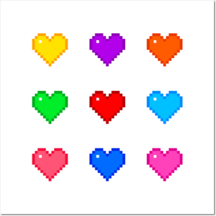 Colorful Pixel Hearts Pack Posters and Art